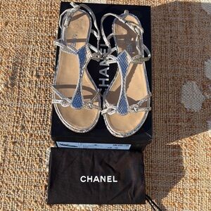 CHANEL Metallic Silver Women's Sandals